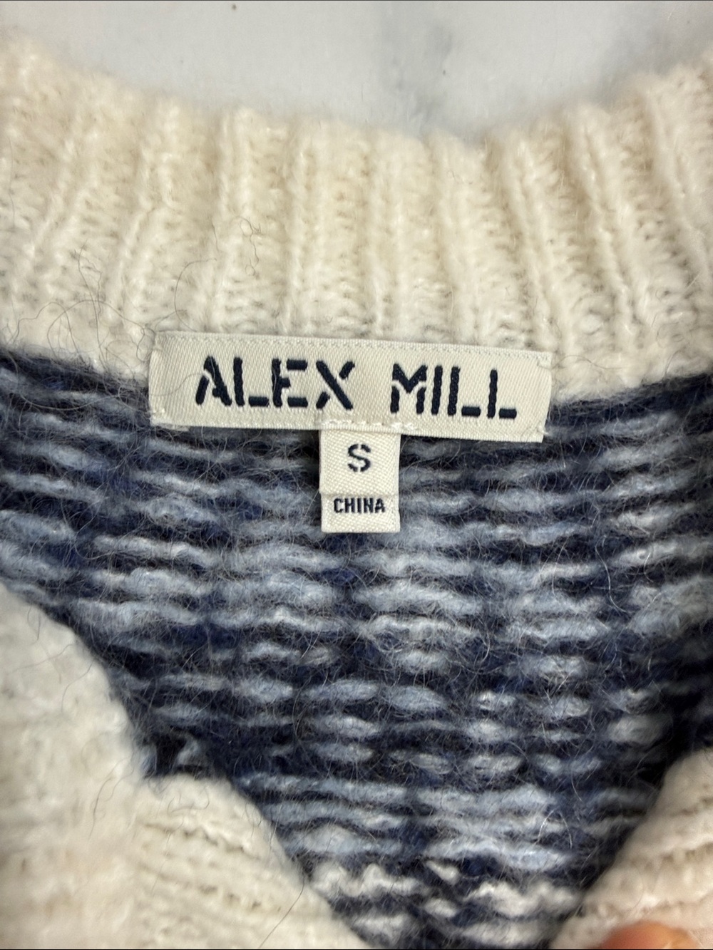 Alex Mill Light Blue & Cream Fair Isle Wool Cardigan - Picture 2 of 5